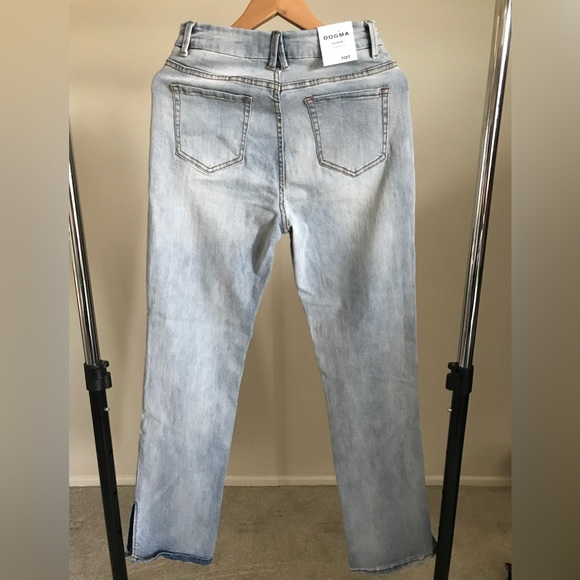 Pretty little thing Bleach light Wash Ripped Split Hem Jeans Women’s size 7/27 - Picture 6 of 10